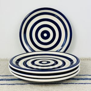 Dinnerware Ceramics: Side Plates (Set of 4) - Navy Stripe