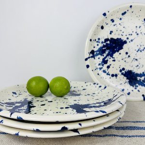 Dinnerware Ceramics: Dinner Plates (Set of 4) - Blue Splash