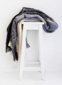 Mohair Throw Blanket - Grey, Charcoal & Cream