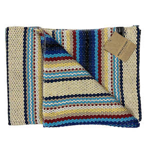 Blankets Throws: Woven Cotton Blanket | Riscas - Blue