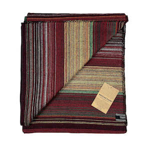 Cotton Throw Blanket | Fina - Burgundy, Red & Yellow