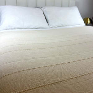 Blankets Throws: Medium Cotton Bed Cover - Oatmeal