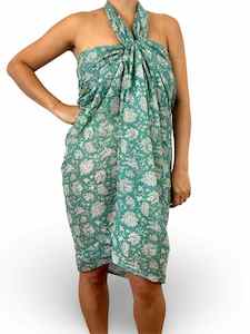 Sarongs Pareos: Cactus Flower Sarong - Mint