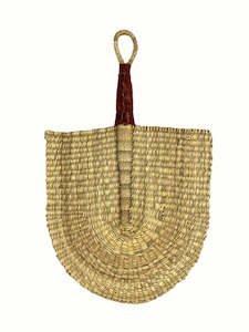 Woven Fans Wall Art: Woven Fan - Natural with Leather Handle