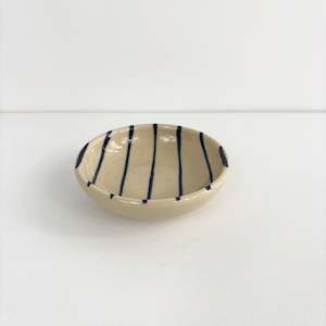 Mini Saucer - White & Blue Pinstripe