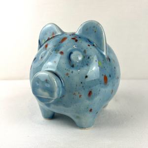 Objects Ornaments: Piggy Bank - Ceramic - Light Blue