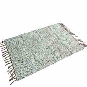 Rug - Medium - Green, Khaki & White Zigzag