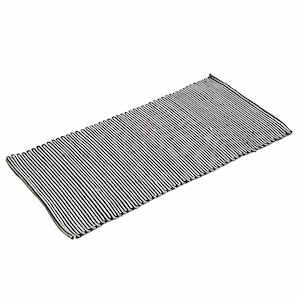 Cotton Floor Mat - Oatmeal & Black Stripe