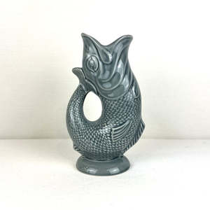 Jugs Vases: Fish Gluggle Jug - Grey