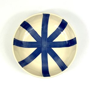 Pasta Bowl - Blue Stripe - Hand painted