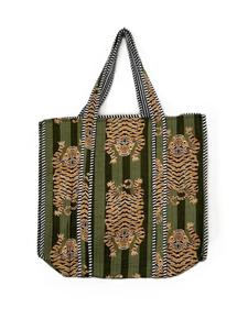 Cotton Tote Bag - Tiger Stripe Green
