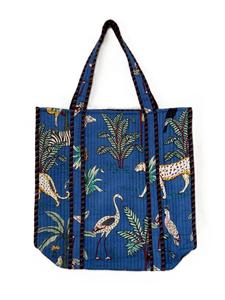 Bags Baskets: Cotton Tote Bag - Jungle Blue
