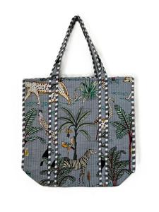 Bags Baskets: Cotton Tote Bag - Jungle Grey