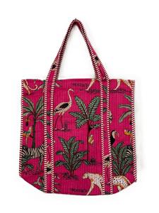 Bags Baskets: Cotton Tote Bag - Jungle Fuchsia