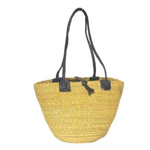 Bags Baskets: Shoulder Basket - Natural with Black Handles