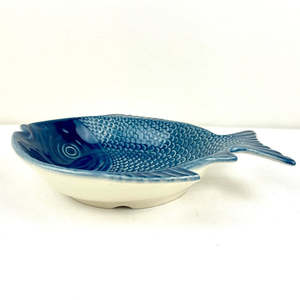 Pottery Ceramics: Large Fish Dish - Blue