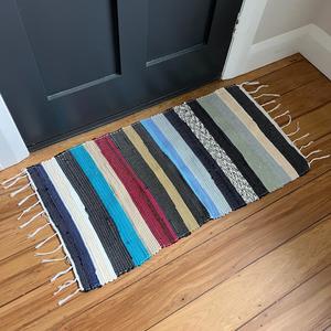 Rugs Mats: Cotton Floor Mat - Blue Lagoon Stripe