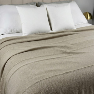 Blankets Throws: Large Cotton Bed Cover - Stone