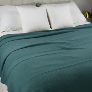 Large Cotton Bed Cover - Peacock Blue