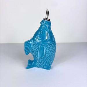 Jugs Vases: Fish Olive Oil Jug - Turquoise