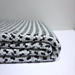 Large Rugs: Large Floor Rug - Grey Marle & Navy Confetti Stripe