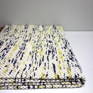 Medium Floor Rug - White, Blue & Yellow Zigzag