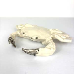Pottery Ceramics: Ceramic Crab - White