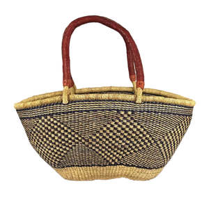 Bags Baskets: Large Woven Basket - Purple Diamond