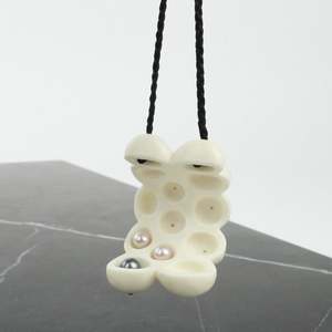 Artist Rachel Lambert: Puffball fungi wide pendant - three pearls