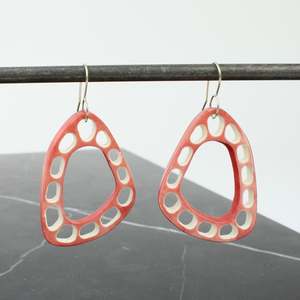 Pink lotus triangle bone earrings