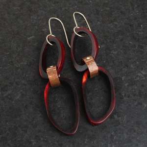 Red antler and copper earrings
