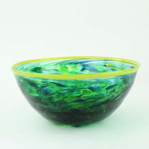 Grinter Glass: Tear drop vase - sea green