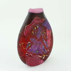 Etched Shard Vase - ruby