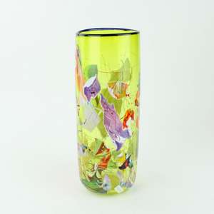 Shard Cylinder Vase - gold green
