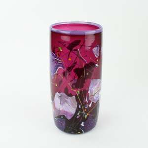 Grinter Glass: Shard Cylinder Vase - ruby