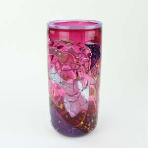 Grinter Glass: Shard Cylinder Vase - fuchsia