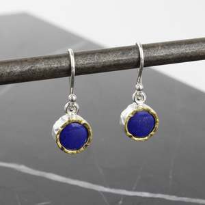 Lapis small earrings - round gold