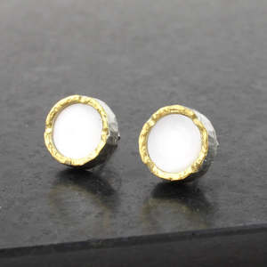 Artist David Mcleod: Mother of pearl studs - round gold