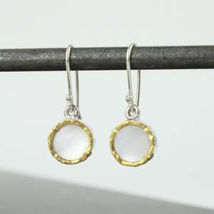 Artist David Mcleod: Mother of pearl earrings - round gold