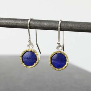 Artist David Mcleod: Lapis earrings - round gold