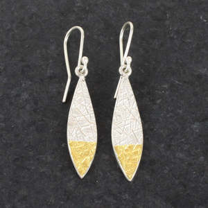 Artist David Mcleod: Text-ure leaf earrings - small