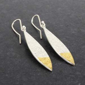 Artist David Mcleod: Text-ure leaf earrings - large