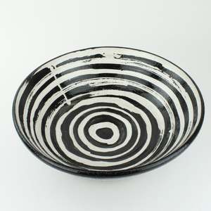 Black White Striped Bowl