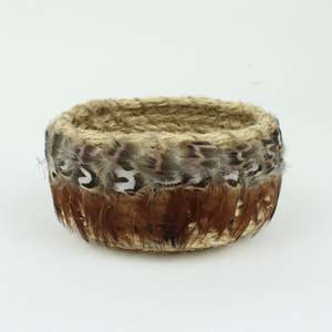 Jo Old 1: Small Round Basket - spoonbill duck and pheasant