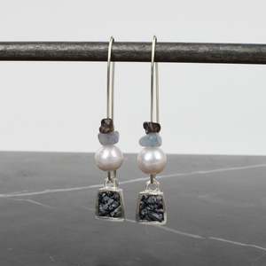 Locket drops - snowflake obsidian