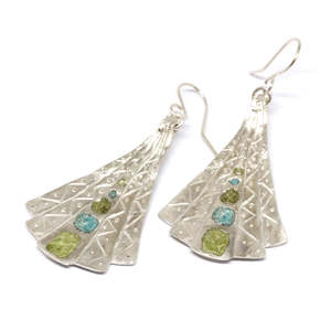 Fan Peridot and Apatite Earrings