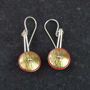 Double dome earrings - copper and brass