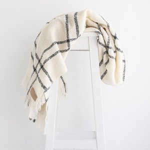 Wool twill blanket - Window Check Cream