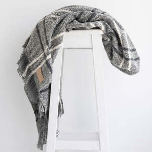 Wool twill blanket - Window Check Grey