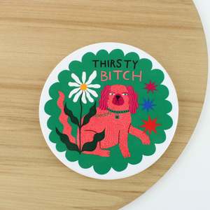 Studio Soph: Coaster - Thirsty Bitch Green